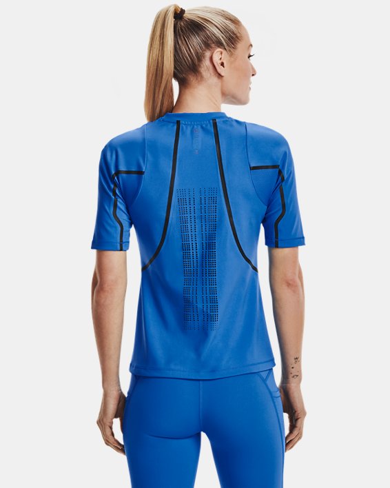 Women's UA + Virgin Galactic RUSH™ Short Sleeve, Blue, pdpMainDesktop image number 1